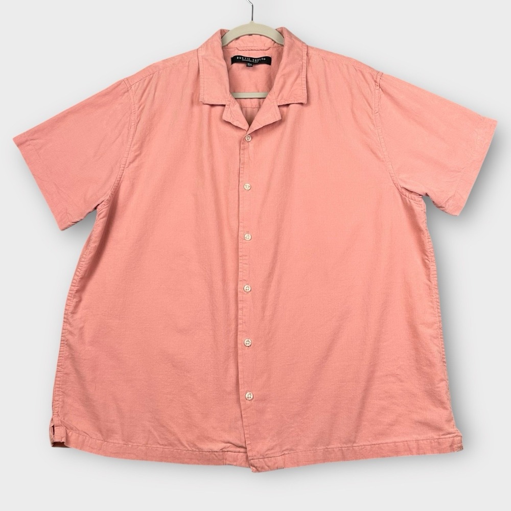Rustic Souls Camp Shirt Mens XL Peach Pin‎ Whale Corduroy Beach Surfer Aloha